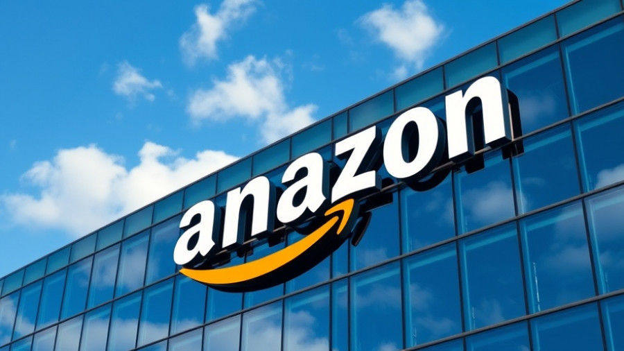 Amazon headquarters reflecting clouds and sky, symbolizing modern industry.