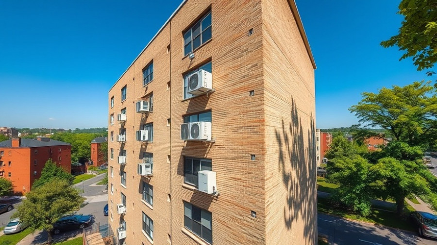 Boston apartment building with window heat pumps for affordable housing.