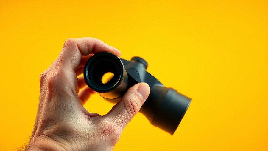 Conceptual image of binoculars through a yellow paper for business leadership.