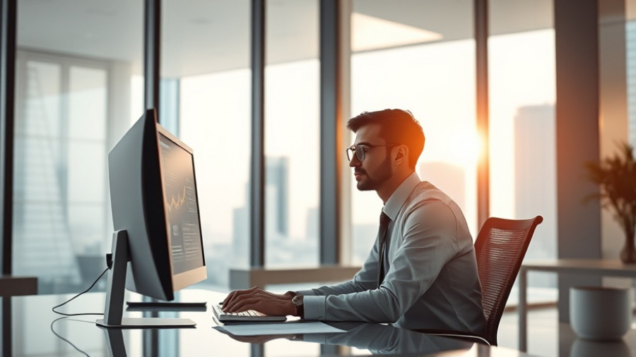AI-Powered Accountant Suite in a modern office with digital overlay.