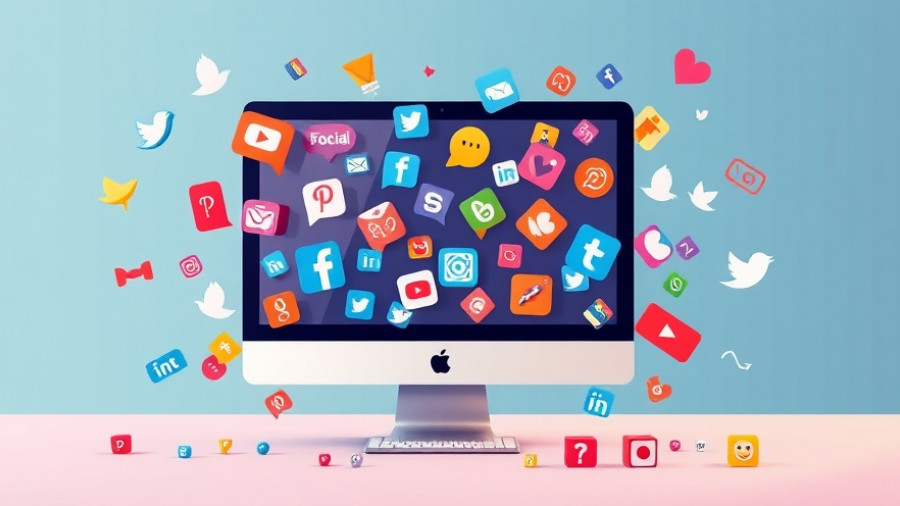 Vibrant social media icons around a monitor for strategies in product discovery.