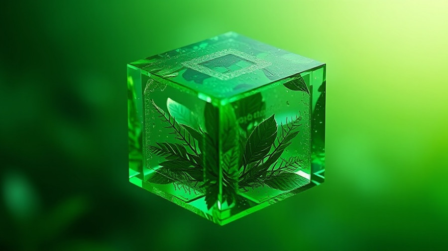 Emerald green cube with foliage representing change management.