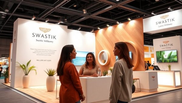 Expo booth highlighting Swastik Wellbeing luxury wellness sanctuary