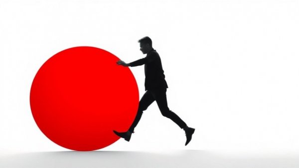 Silhouette figure pushing red circle symbolizing outsider perspective advantage.