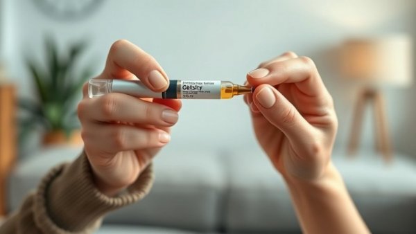 Obesity Drugs Price Reduction: hands holding weight loss medication pen.