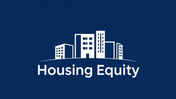 Modern housing equity logo on deep blue background