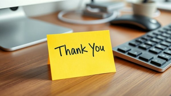 Gratitude in the Workplace sticky note and keyboard