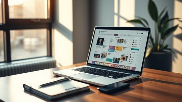 Modern laptop displaying free social media scheduling tools.