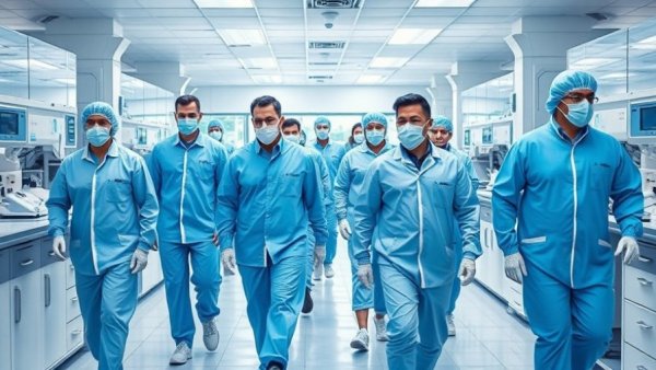 Scientists in a high-tech lab related to U.S. U.K. Pharmaceutical Deal.