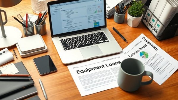 Startup equipment loan setup on a modern office desk