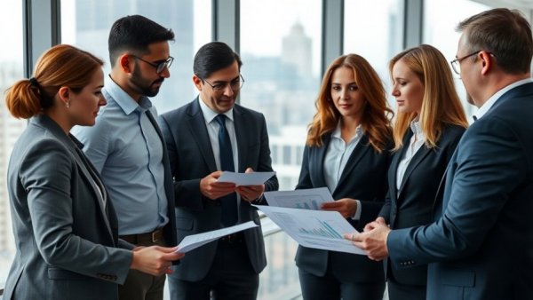 Professionals discussing tax strategies in office for for-profit corporations.