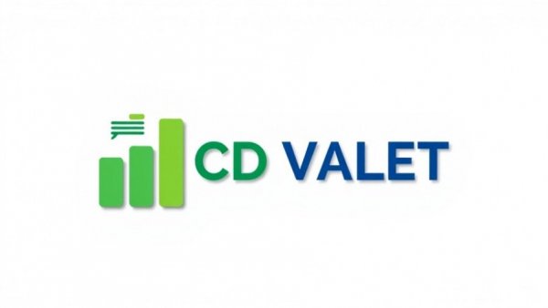 CD VALET logo, minimalist design with bar chart.