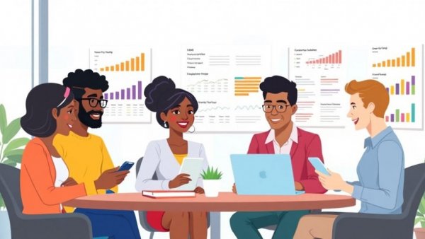 Team analyzing effective customer feedback survey data in modern office.