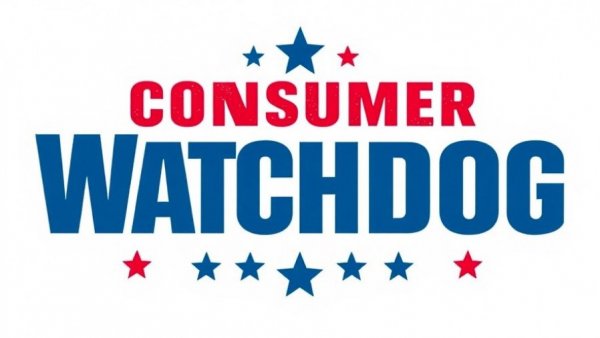 Consumer Watchdog logo displaying patriotic theme with stars and stripes.