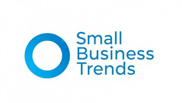 Blue and white Small Business Trends logo, minimal design.