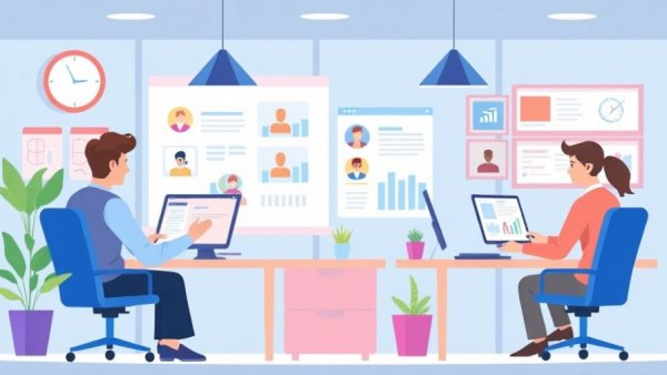 Flat design depicting steps to optimize recruiting workflow from sourcing to onboarding.