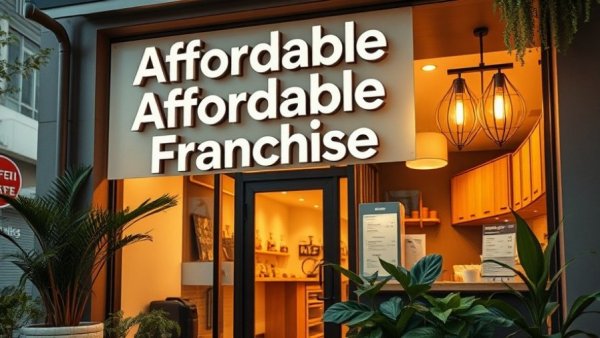 Modern storefront of affordable franchise, inviting design