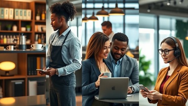 People engaged in personalized service experiences.