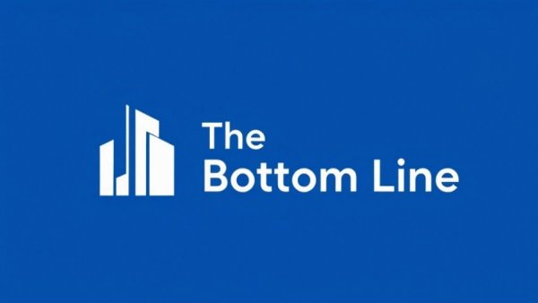 Minimalist blue logo with building and text