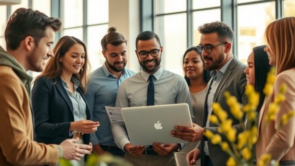 Professionals managing Google reviews in a meeting room, discussing strategies.