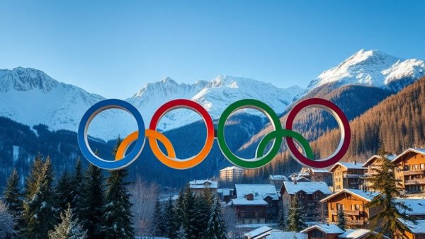 Olympic rings in snowy mountain landscape; Washington Post Olympics coverage.