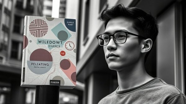 Urban futures lost to the automobile; man with book cover on city planning.