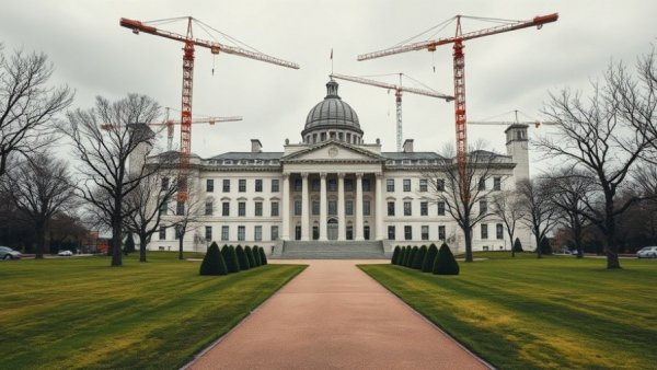 Historic white building under renovation, signifying federal historic preservation regulations.