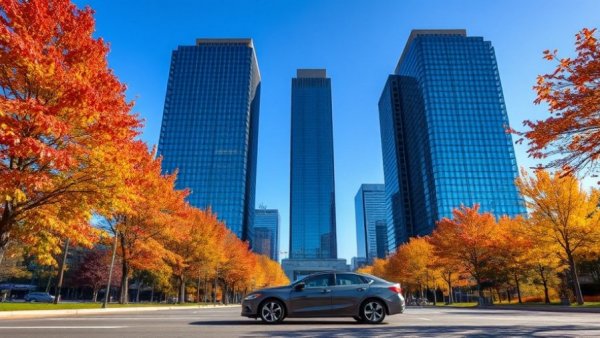 Modern skyscrapers in Canada depict housing crisis backdrop.