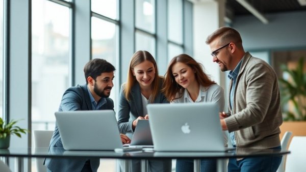 Office team collaboration during essential employee training course.