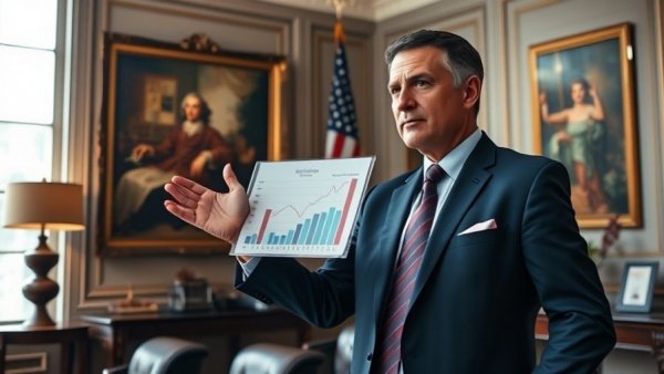 Business person presenting financial chart, highlighting local government financial challenges.