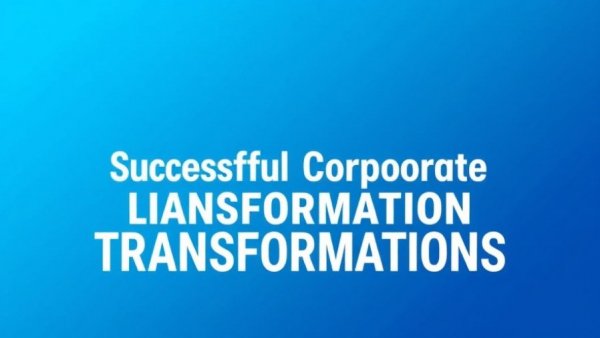 Successful corporate transformations background with gradient blue.