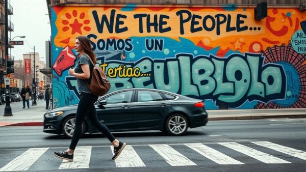 Apply for Vanguard Chicago urban street scene with mural.