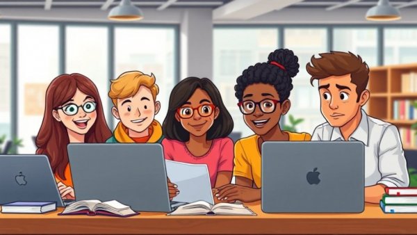 Diverse group studying free resources for learning bookkeeping online.