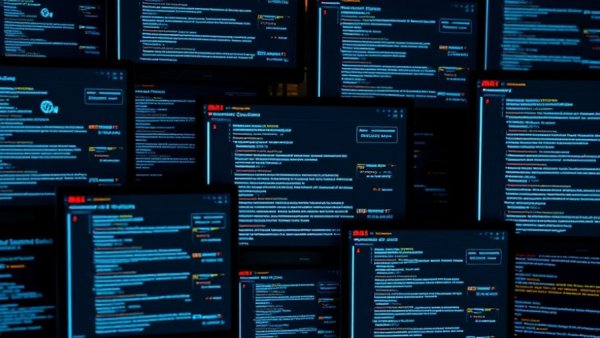 Overlapping screens displaying AI text and graphics, Anthropic focus.