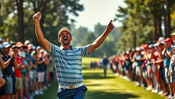 Emotional Intelligence in Sports: Golfer celebrates victory passionately.