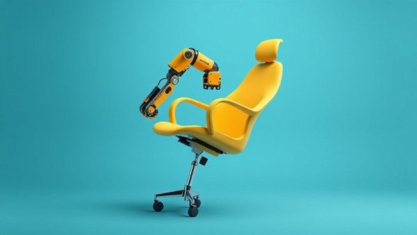 AI job displacement earnings impact illustrated by claw lifting office chair.