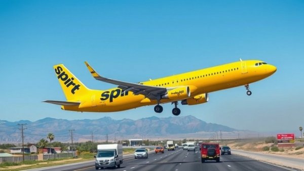 Spirit Airlines plane landing over road, Spirit Airlines government investment.