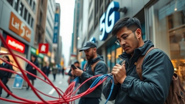 Urban workers laying broadband cables amid data center boom