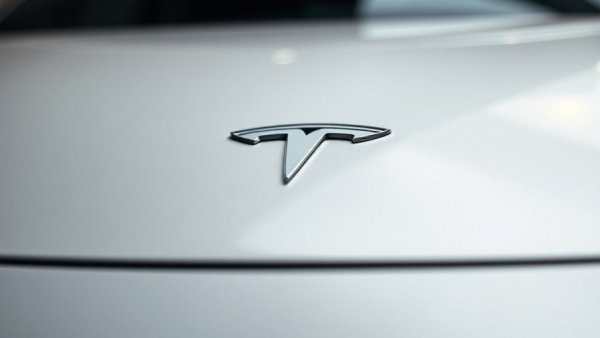 Close-up of Tesla logo showcasing brand presence, Tesla's earnings and future investments.