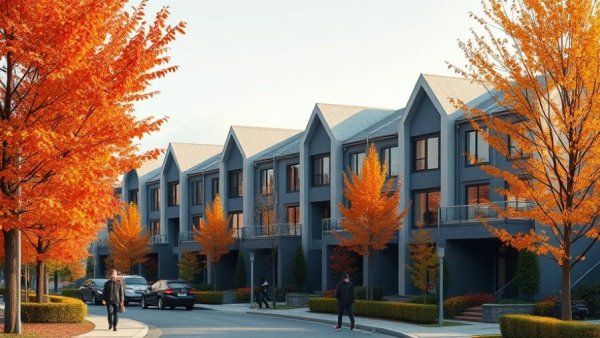 Portland reparative development project showcasing modern townhouses.