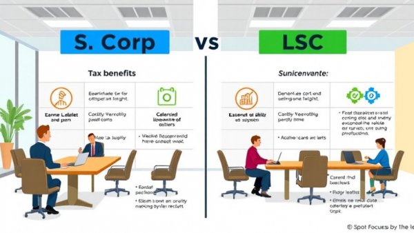 Infographic illustrating key differences between S Corp and LLC structures.