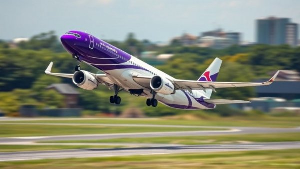 Commercial airplane taking off with Budget Airlines Relief Plan