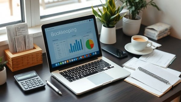 Bookkeeping software interface on laptop for self-employed individuals.