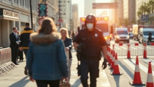 Emergency scene during Golders Green stabbing incident with police presence.