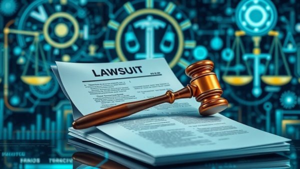 Legal documents illustration symbolizing lawsuit against OpenAI.