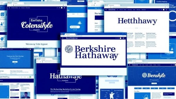 Vintage Berkshire Hathaway website design with multiple browser windows.