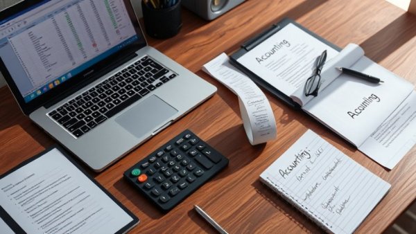 Best accounting format for small businesses; organized accounting workspace with tools.
