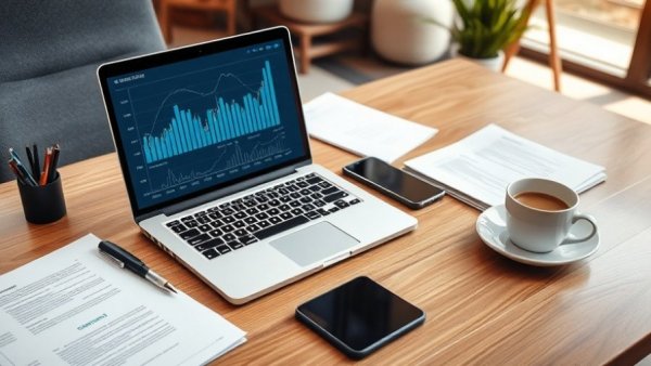 Office desk with financial setup for ideal accounting structure