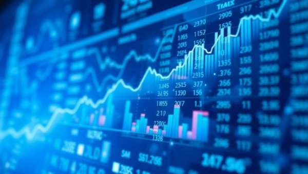 Abstract financial statements over digital blue charts background.