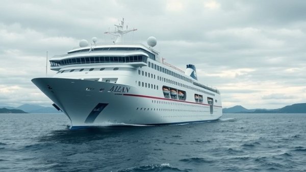 Expedition cruise ship MV Hondius sailing in calm waters.